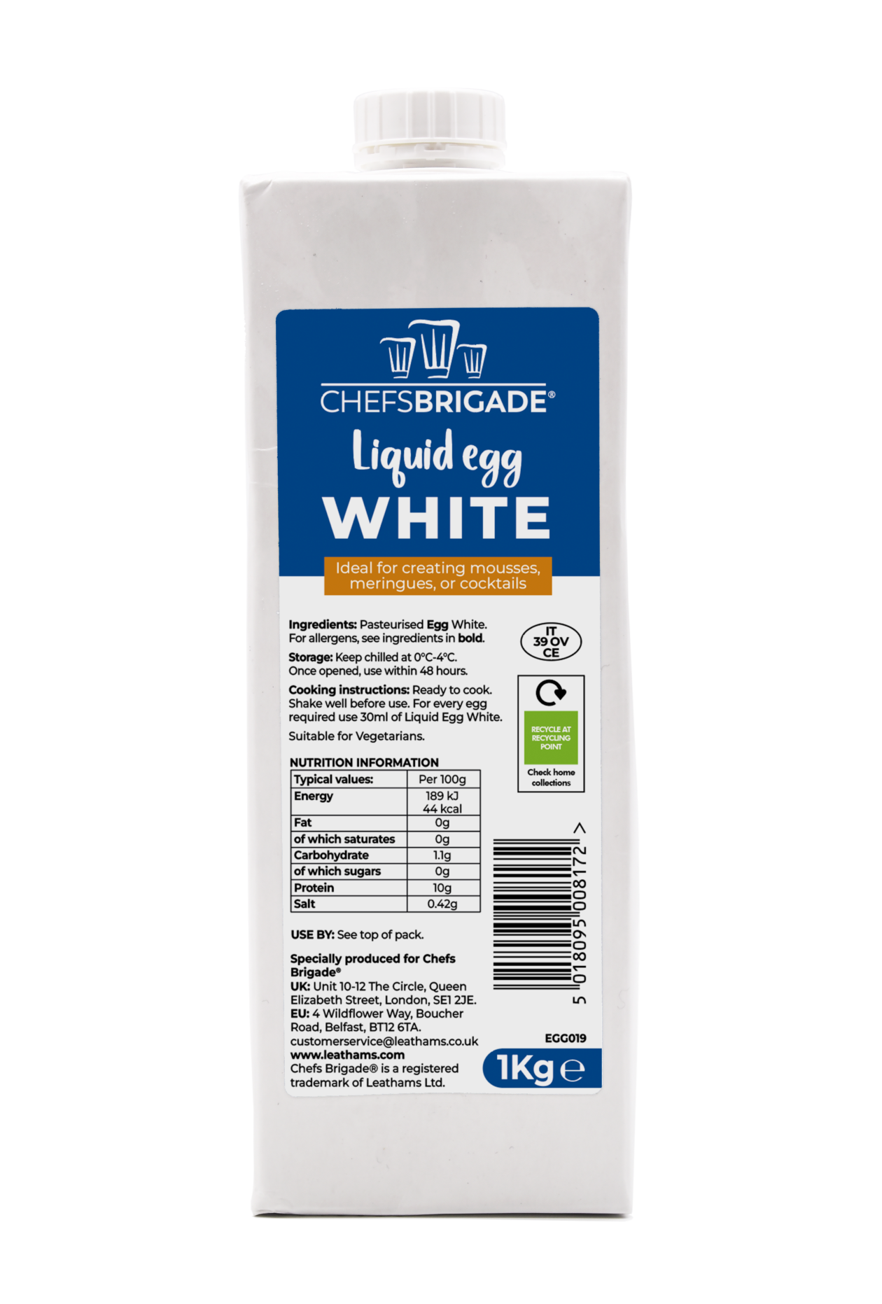 Buy Chefs Brigade Liquid Pasteurized Egg White From Leathams Online